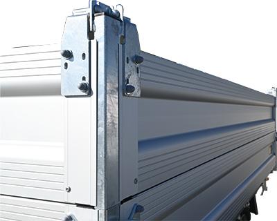 Bordwandaufsatz aus eloxiertem Aluminium 350 mm, 4-seitig pendelnd gelagert, UNSINN-Profil, IL x IB 3060 x 2040 mm