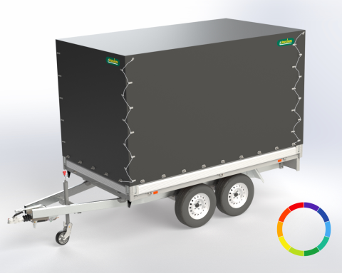 Planenaufbau mit Aluminiumgestell inkl. Hochplane in Planenfarbe nach Farbkarte, Drehkrampen verzinkt, Schleuderverschluss, Planenverstärkung, IL x IB 5460 x 2440 mm, Gestellhöhe 2050 mm Durchladehöhe:
2400 mm, bei Bordwänden 350 mm, lose beigelegt