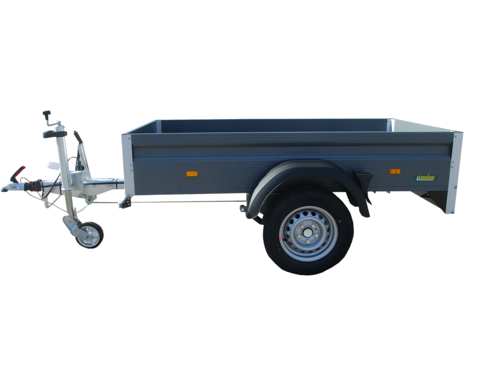 Gebremster 1,0 to 1-Achs-PKW-Anhänger - pulverbeschichtete Bordwände